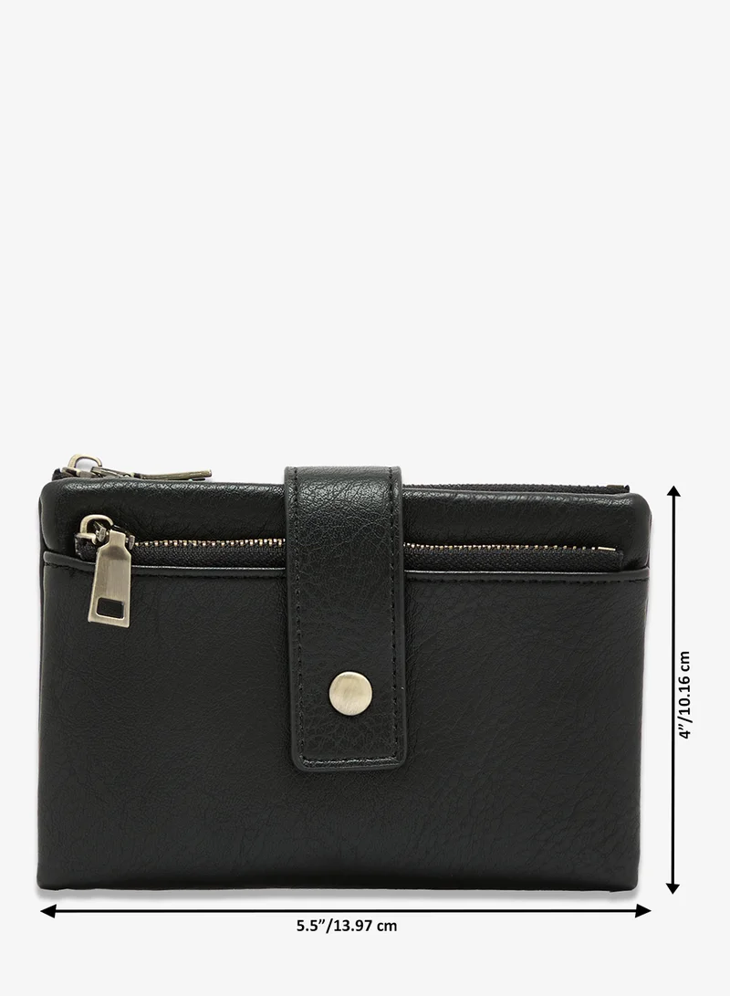 ELLA Black Classic Wallet With Gold Accent for Women | Best Price UAE